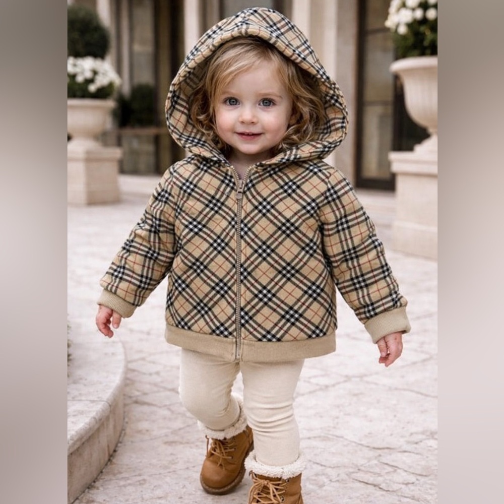 Burberry Baby Nova Check Full Zip Hooded Long Sleeve Jacket